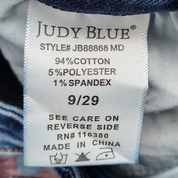 Judy Blue‎ Jeans Womens 9 29 Medium Wash Straight Plaid Patch Denim - Picture 4 of 9